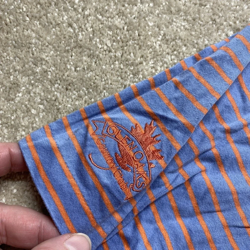 Polo Golf Ralph Lauren Polo Shirt Mens Large Blue Orange Striped Pima Cotton